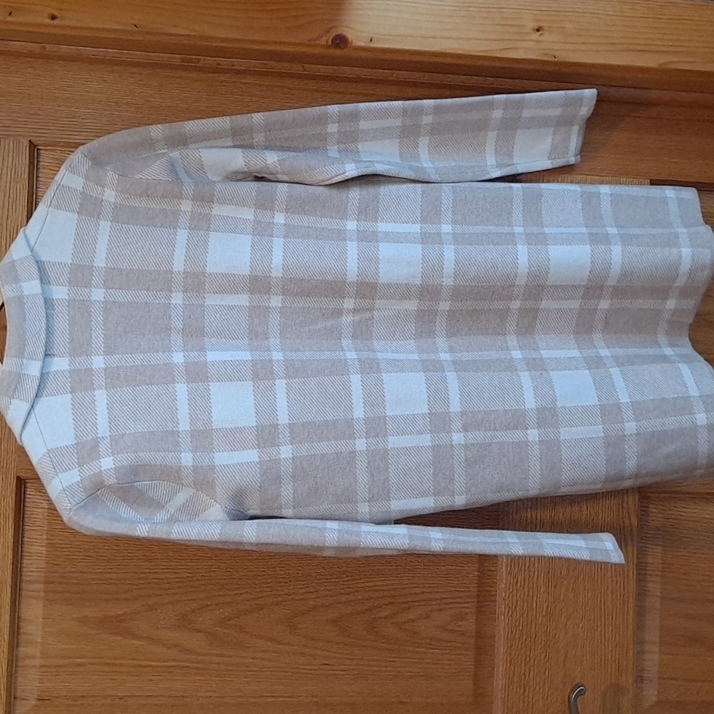 NWT Christian Seriano Tan And Cream Plaid Blazer - Picture 6 of 8